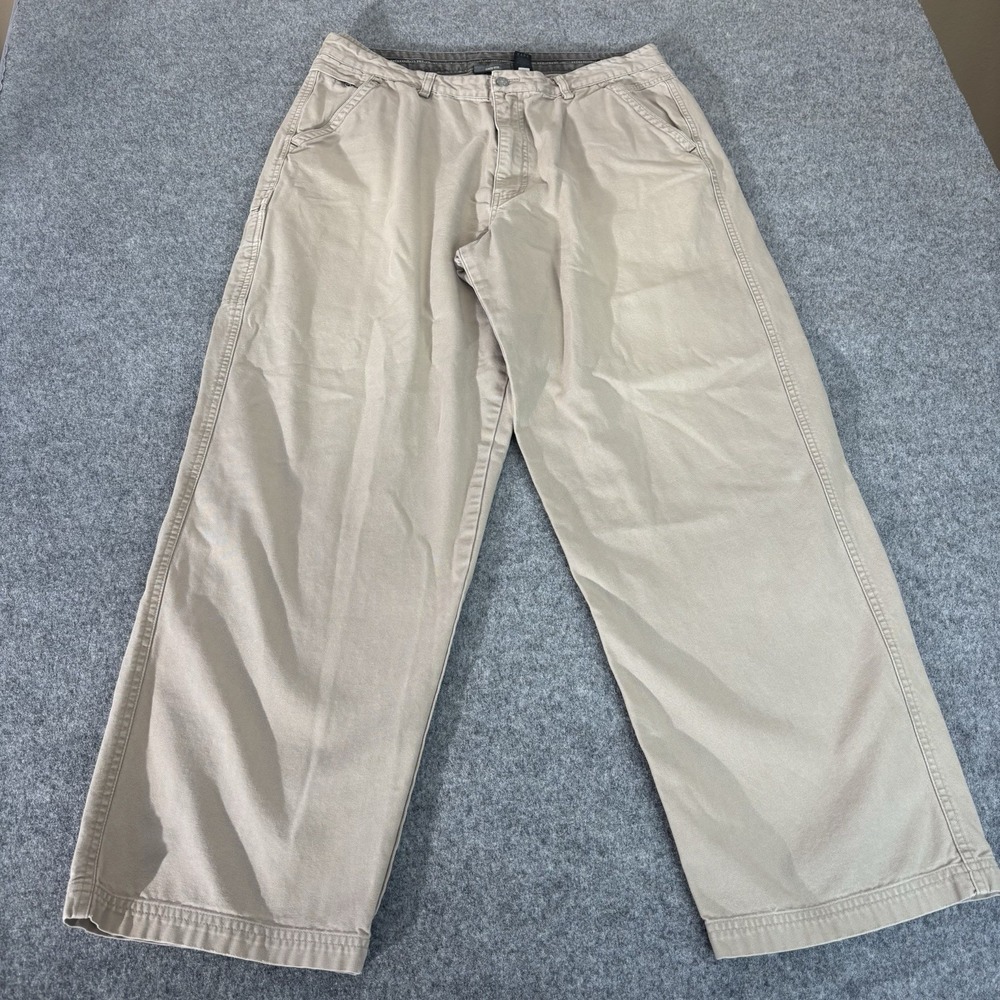 REI Pants Men's 38x34 (Fits 35x31) Straight Leg Tan Canvas Zipper Pocket